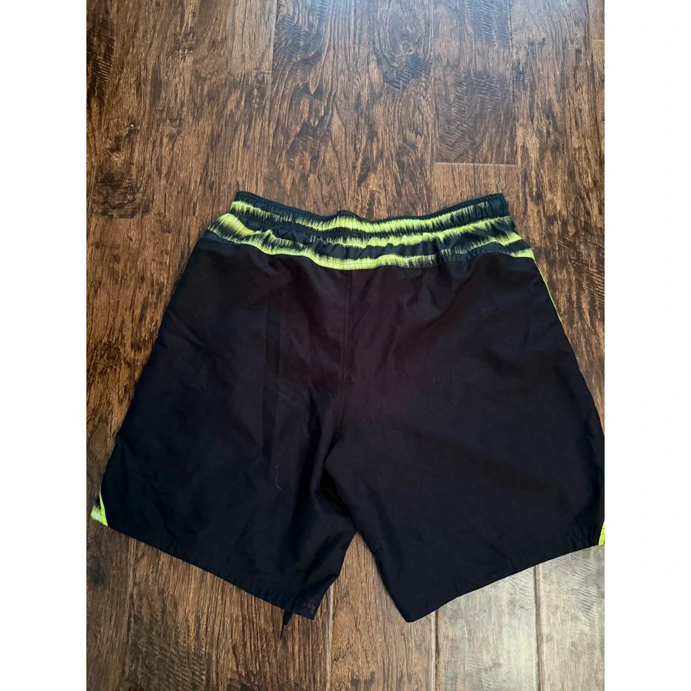Nike Swim Trunks Mens Large Black Neon Green Yellow Graphic Board Shorts